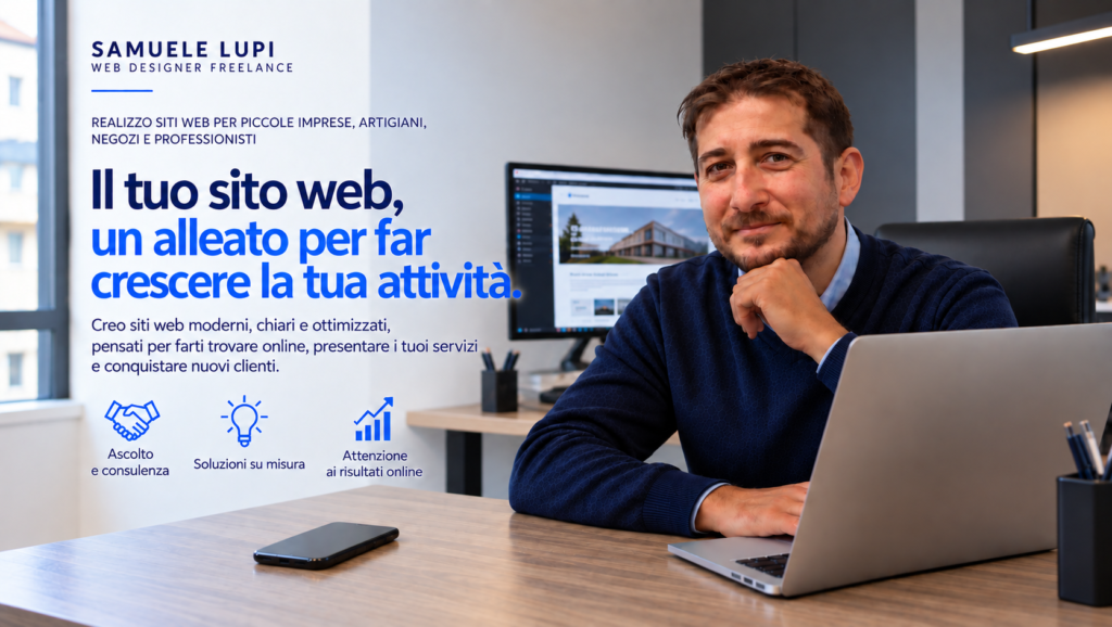 Web designer al lavoro sulla creazione di siti web professionali